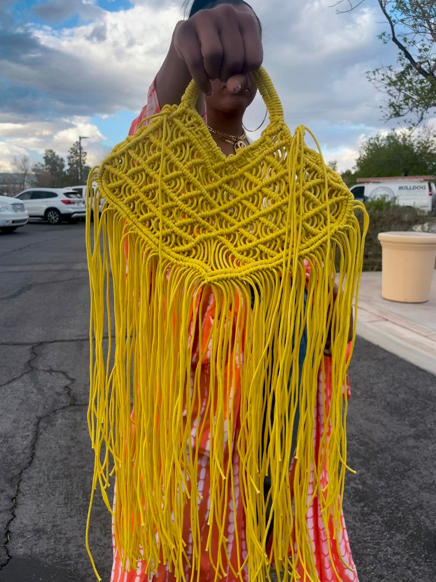 YELLOW MACRAME BAG