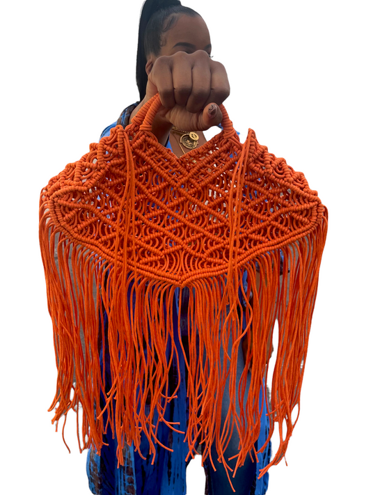 ORANGE MACRAME BAG